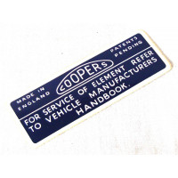 Image for Coopers Air Filter Label